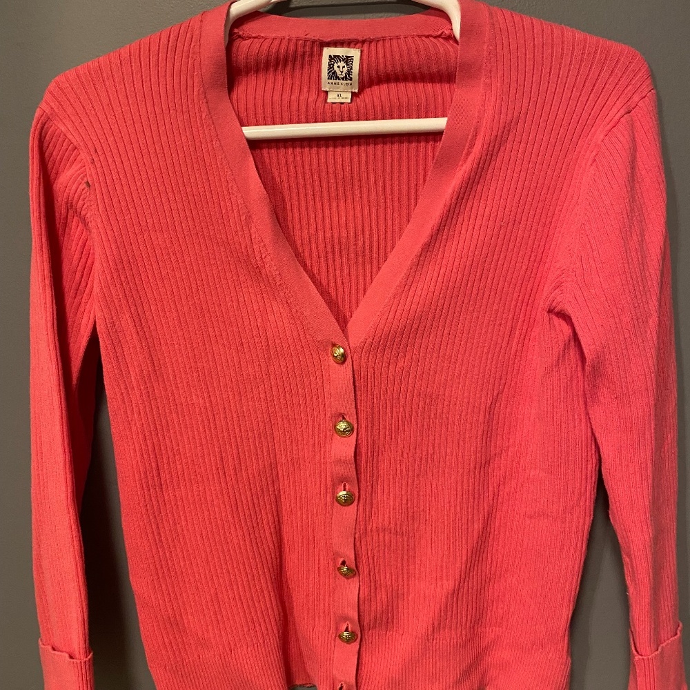 Pink Sweater Gold buttons